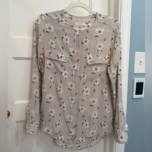 Equipment Femme Cream Floral Blouse, Sz S